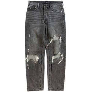 BDG Urban Outfitters Slim Straight Distressed Black Jeans High Rise 28